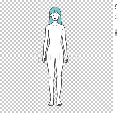 痩せ型の成人女性の全身イラスト(正面) 痩せ型の成人女性の全身イラスト(正面) 139290679