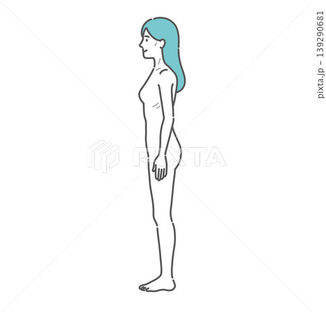 痩せ型の成人女性の全身イラスト（側面） 139290681