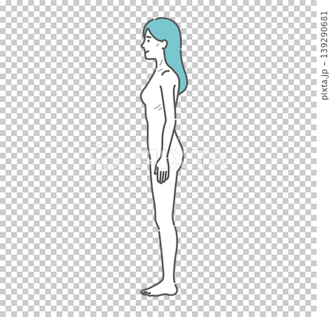 痩せ型の成人女性の全身イラスト（側面） 139290681