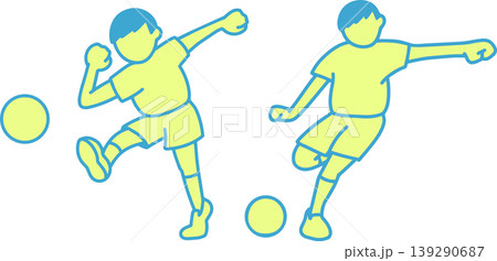 サッカー選手のイラスト素材 ボールを蹴る シンプル 手書き風 スポーツ サッカー選手のイラスト素材 ボールを蹴る シンプル 手書き風 スポーツ 139290687