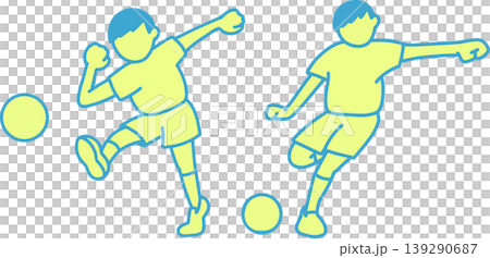 サッカー選手のイラスト素材 ボールを蹴る シンプル 手書き風 スポーツ サッカー選手のイラスト素材 ボールを蹴る シンプル 手書き風 スポーツ 139290687