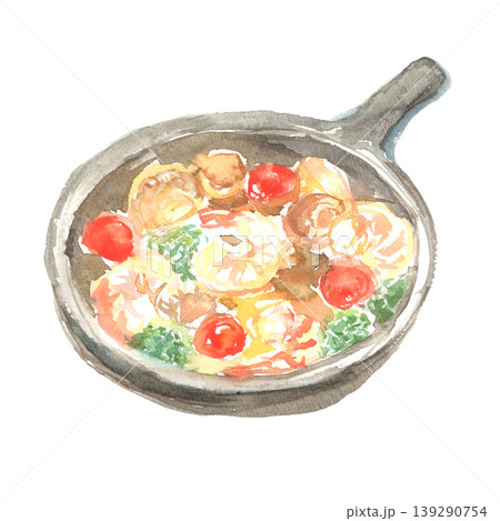 アヒージョの水彩イラスト 139290754