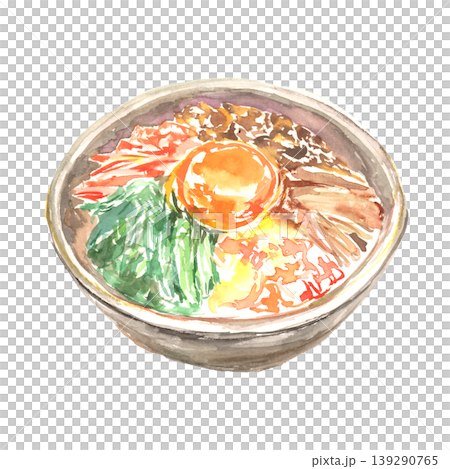 水彩で描いたビビンバのイラスト 139290765