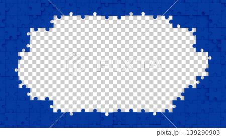 Navy blue puzzle piece frame with transparent background 3D rendering 139290903