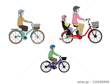 自転車に乗る男女 139290999