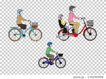 自転車に乗る男女 139290999