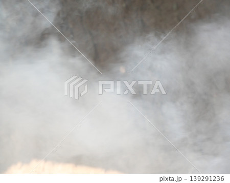 Blurry white mist or smoke or steam on black background, Pollution and burning 139291236
