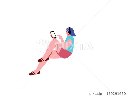 スマホを操作する女性のイラスト 139291650