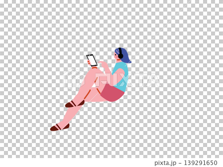 スマホを操作する女性のイラスト 139291650
