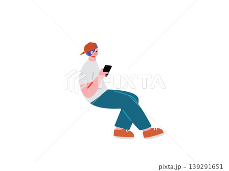 スマホを操作する男性のイラスト スマホを操作する男性のイラスト 139291651