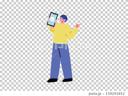 一個人操作智能手機的插圖 一個人操作智能手機的插圖 139291652