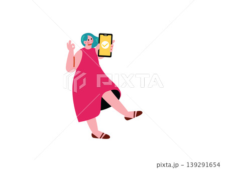 スマホを操作する女性のイラスト 139291654