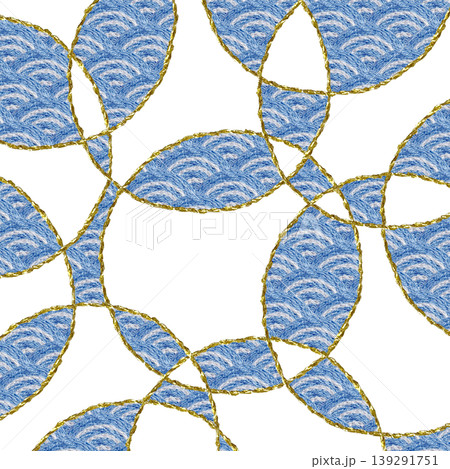 【和風の青海波の背景装飾】手刺繍イラスト素材 139291751