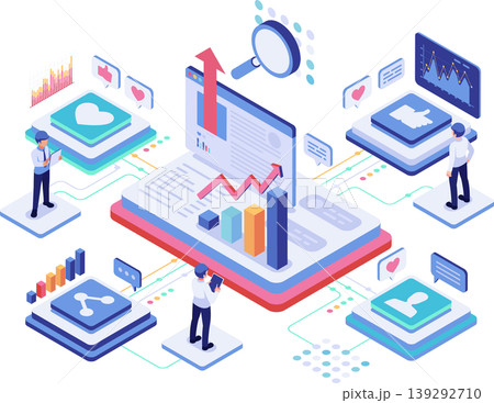 Isometric Social Media Content Performance Analytics Dashboard Isometric Social Media Content Performance Analytics Dashboard 139292710