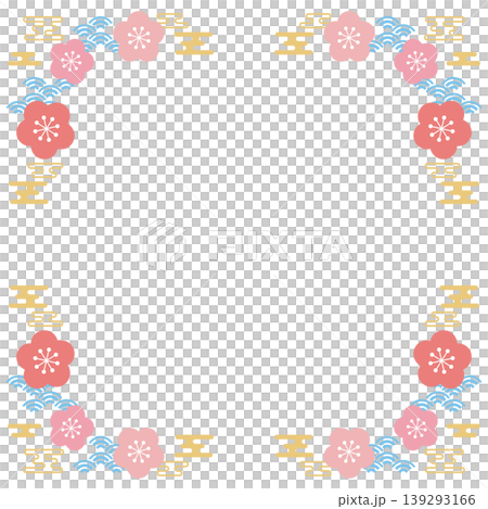 Retro-pop plum blossom frame (square) 139293166
