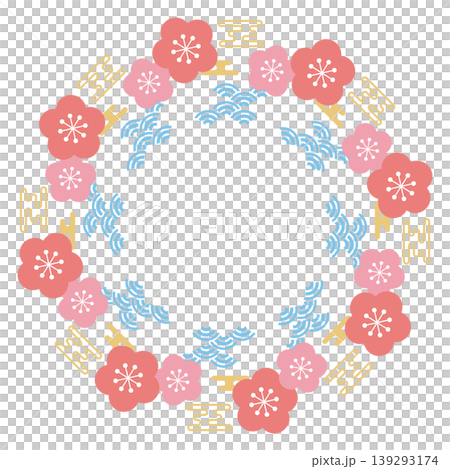 Retro pop plum blossom circular frame Retro pop plum blossom circular frame 139293174