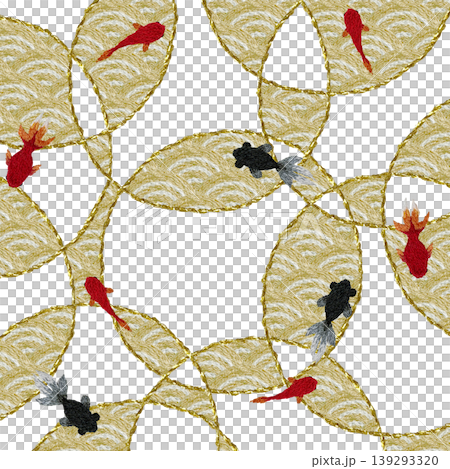 【日式背景裝飾,波浪圖案和金魚】手工刺繡插畫材料 【日式背景裝飾,波浪圖案和金魚】手工刺繡插畫材料 139293320