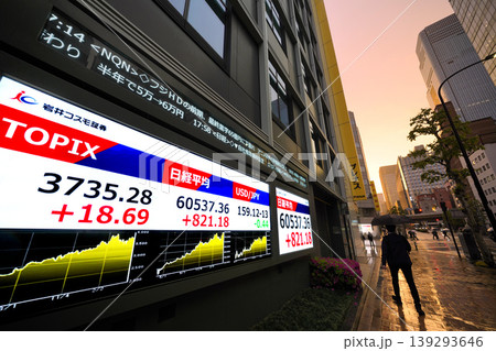 日本の東京都市景観初6万円突破・6万0537円36銭・株価/終値。半年で6万台と史上最速の大台替わり 日本の東京都市景観初6万円突破・6万0537円36銭・株価/終値。半年で6万台と史上最速の大台替わり 139293646