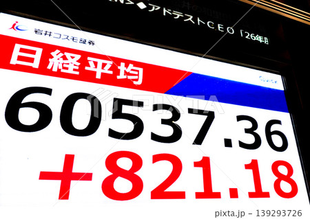 日本の東京都市景観初6万円突破・6万0537円36銭・株価/終値。半年で6万台と史上最速の大台替わり 139293726