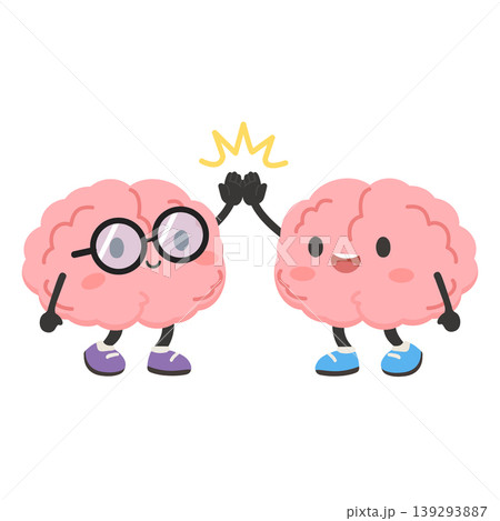 Cute Brain Characters Giving High Five Cute Brain Characters Giving High Five 139293887