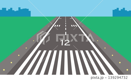 Isometric airfield runway against a clear sky and a cityscape in the distance. 3D cartoon vector isolated on white background Isometric airfield runway against a clear sky and a cityscape in the distance. 3D cartoon vector isolated on white background 139294732