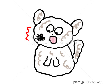マダニが顔にいてびっくりする白い犬 マダニが顔にいてびっくりする白い犬 139295238