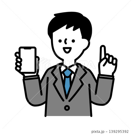 スマホの使い方をレクチャーする男性のイラスト スマホの使い方をレクチャーする男性のイラスト 139295392