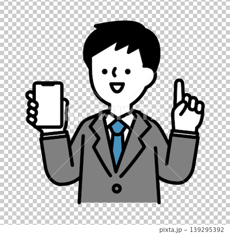 スマホの使い方をレクチャーする男性のイラスト スマホの使い方をレクチャーする男性のイラスト 139295392