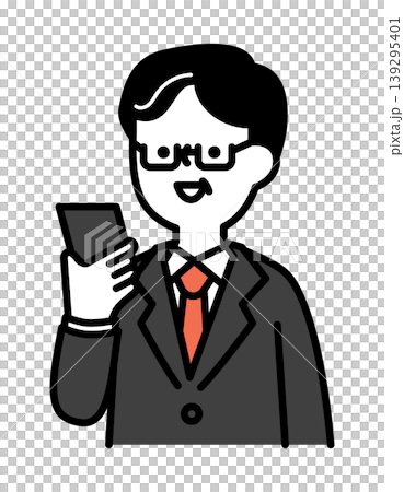 スマホでビデオ通話するシニア男性 139295401