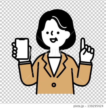 スマホを持つ笑顔のシニア女性のイラスト スマホを持つ笑顔のシニア女性のイラスト 139295424