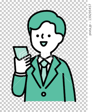 スマホで通話する笑顔の男性のイラスト 139295457