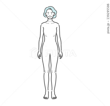 痩せ型のシニア女性の全身イラスト(正面) 痩せ型のシニア女性の全身イラスト(正面) 139295586