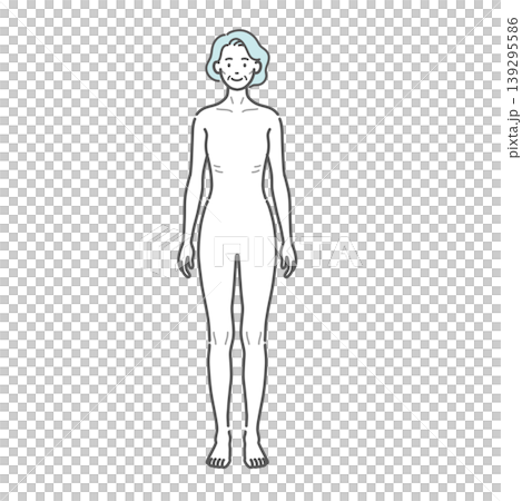 痩せ型のシニア女性の全身イラスト(正面) 痩せ型のシニア女性の全身イラスト(正面) 139295586