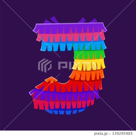 Mexican party pinata font J letter, rainbow English alphabet typeface, ABC cartoon type. Mexico carnival pinata English typeface, Mexican rainbow ABC vector alphabet letter. Birthday party font type 139295985