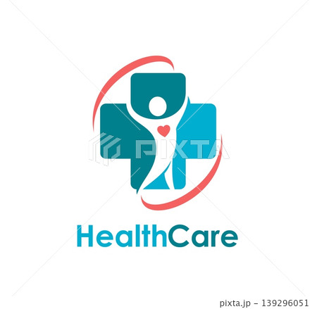 Medical care, charity and health icon, hospital sign. Medical care charity fund sign, health service vector emblem. Hospital or clinic icon with human standing with raised hands, blue cross and heart Medical care, charity and health icon, hospital sign. Medical care charity fund sign, health service vector emblem. Hospital or clinic icon with human standing with raised hands, blue cross and heart 139296051