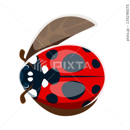 Ladybug font typeface cartoon number 6 six. Spring ladybird font digit, garden insect typography vector numeral symbol. Red ladybug beetle typeface figure or cute lady bug type number 139296078