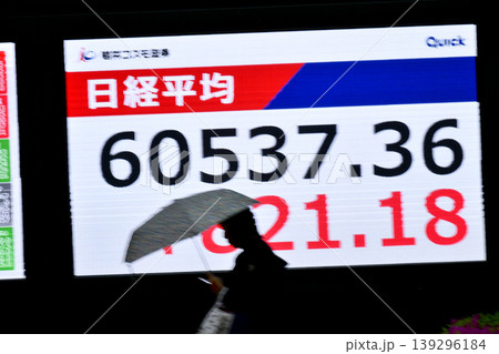 日本の東京都市景観初6万円突破・6万0537円36銭・株価/終値。半年で6万台と史上最速の大台替わり 139296184