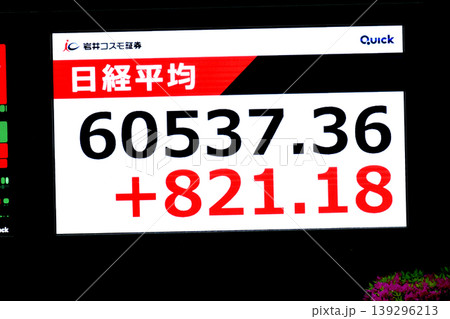 日本の東京都市景観初6万円突破・6万0537円36銭・株価/終値。半年で6万台と史上最速の大台替わり 139296213
