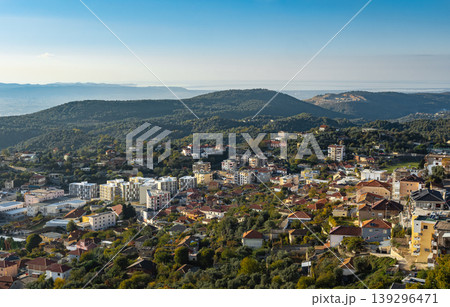 Kruje old town in Albania. Streets and traditional red tiled roofs cityscape on the mountains. Kruje old town in Albania. Streets and traditional red tiled roofs cityscape on the mountains. 139296471