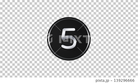 Modern Black Medal Number 5 [Silver] Rubber Texture 3D Icon Transparent Background 139296666