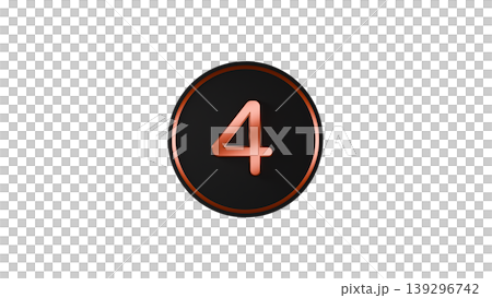Modern Black Medal, Number 4 [Bronze], Rubber Texture, 3D Icon, Transparent Background 139296742