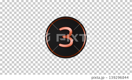 Modern Black Medal, Number 3 [Bronze], Rubber Texture, 3D Icon, Transparent Background 139296844