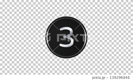 モダンな黒メダル 数字の3 [銀] ラバー質感 3Dアイコン 背景透過 139296848
