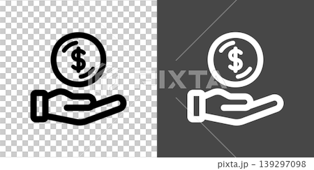 Simple money and palm-shaped icon illustration for payment and savings: Dollar 139297098