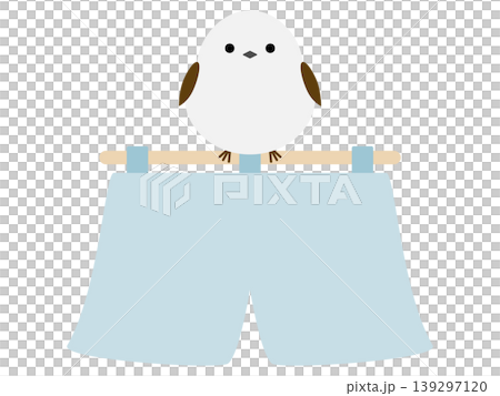 Long-tailed tit and 2-panel noren (Japanese curtain) - Blue Long-tailed tit and 2-panel noren (Japanese curtain) - Blue 139297120