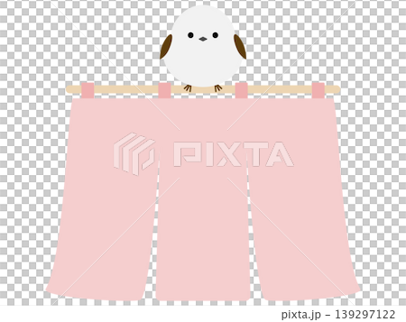Long-tailed tit and 3-panel curtain (pink) Long-tailed tit and 3-panel curtain (pink) 139297122