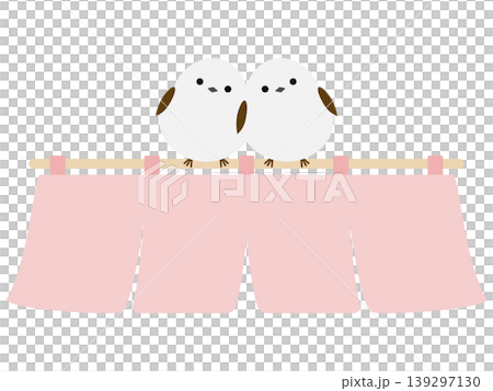 Long-tailed tit and 4-panel curtain (pink) Long-tailed tit and 4-panel curtain (pink) 139297130