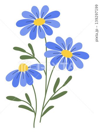 Blue flowers. Wild flower. Botanical illustration Blue flowers. Wild flower. Botanical illustration 139297199