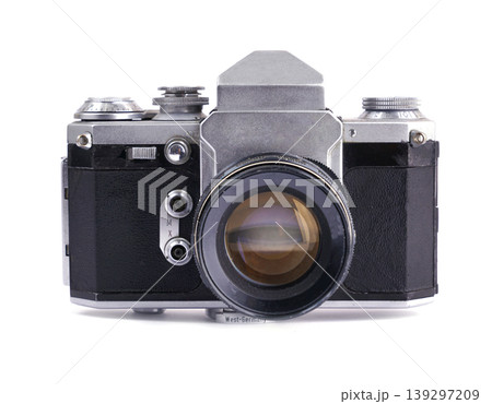 Vintage film camera isolated on white background 139297209