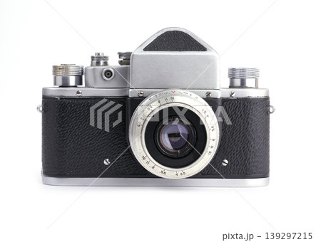 Vintage film camera isolated on white background Vintage film camera isolated on white background 139297215